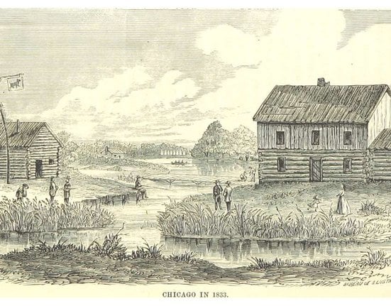 Vyobrazení městečka Chicago v době založení v roce 1833