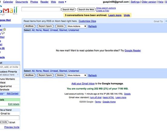 Podoba první verze Gmailu