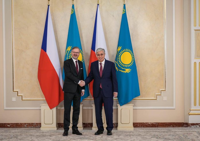 Petr Fiala s kazašským prezidentem Kasym-Žomart Kemeluly Tokajev