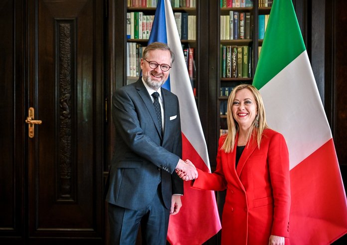 Petr Fiala s italskou premiérkou Giorgií Meloni.