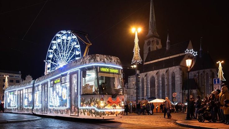 Vánoční tramvaj v Plzni