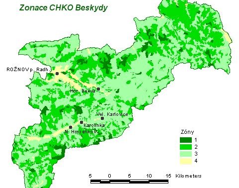 Mapa CHKO Beskydy