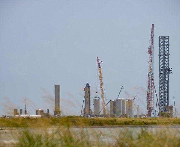 Startovacího zařízení Starbase společnosti SpaceX v Boca Chica v Texasu.