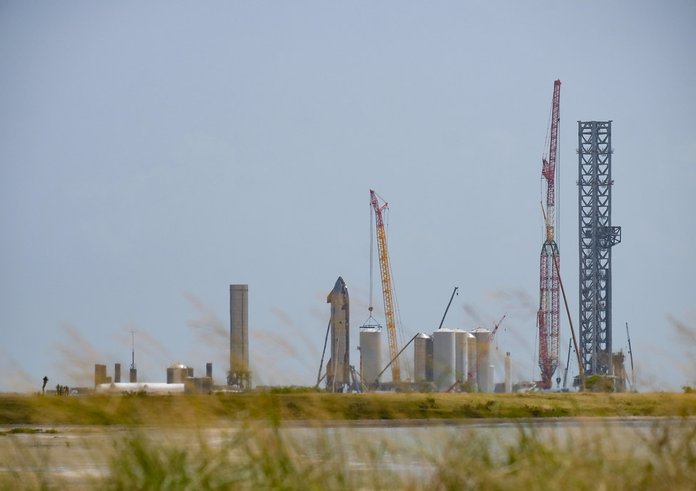 Startovacího zařízení Starbase společnosti SpaceX v Boca Chica v Texasu.