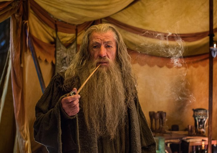 Ian McKellan jako Gandalf ve filmu Pán prstenů: Společenstvo Prstenu