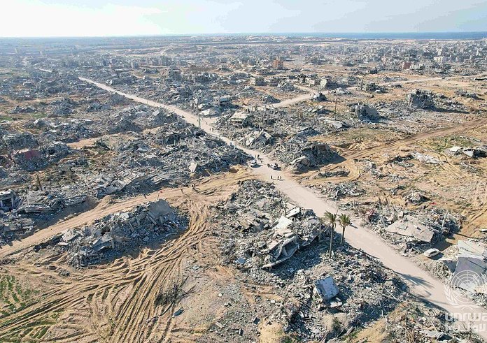 An_aerial_view_showing_destruction_in_Rafah_after_Israeli_forces_withdrawal_and_as_the_ceasefire_took_hold,_Gaza_Strip