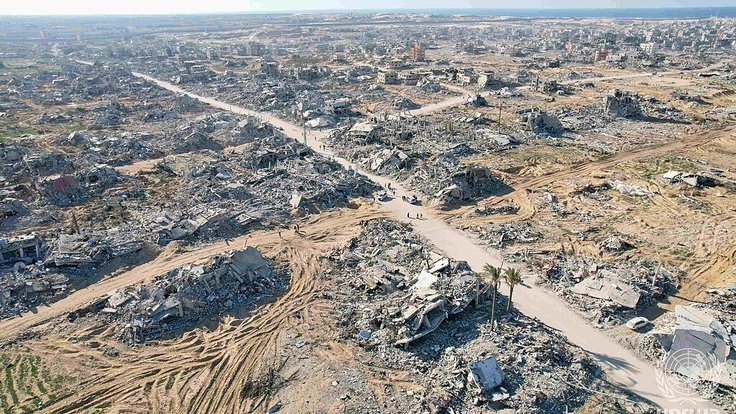 An_aerial_view_showing_destruction_in_Rafah_after_Israeli_forces_withdrawal_and_as_the_ceasefire_took_hold,_Gaza_Strip