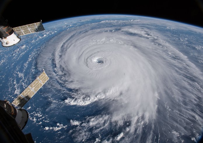 Hurikán Florence zachycen z Mezinárodní vesmírné stanice (září 2018)