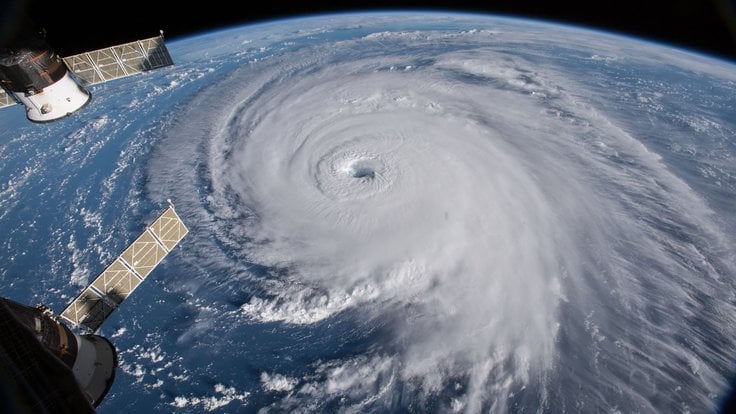 Hurikán Florence zachycen z Mezinárodní vesmírné stanice (září 2018)