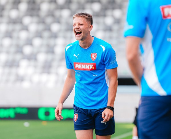Lukáš Červ na tréninku reprezentace.