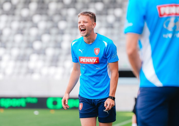 Lukáš Červ na tréninku reprezentace.