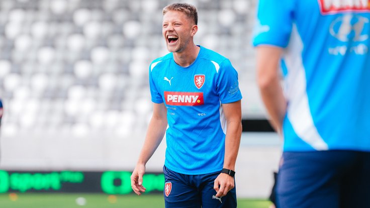 Lukáš Červ na tréninku reprezentace.