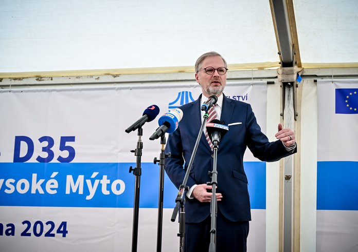 Premiér Petr Fiala na zahájení stavby D35 z Vysokého Mýta do Homole