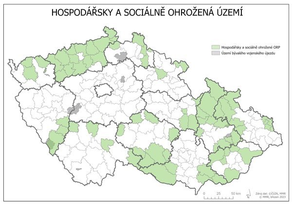Mapa hospodářsky a sociálně ohrožených území České republiky