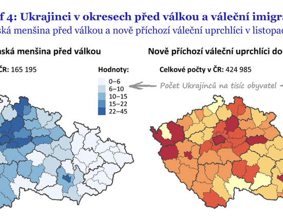 Mapa: Ukrajinci v českých okresech