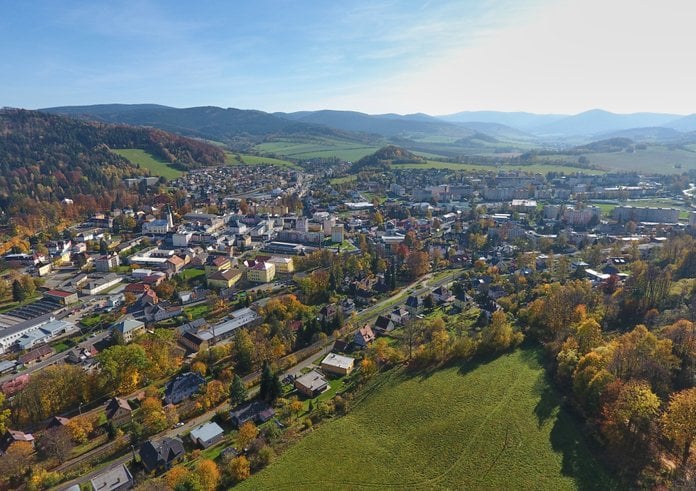 Město Jeseník z leteckého pohledu