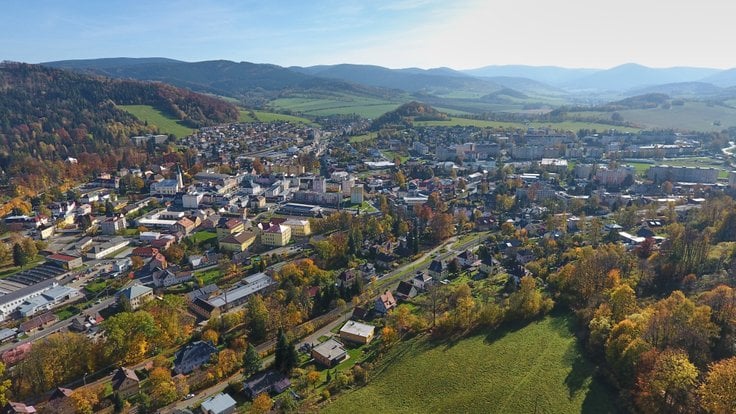 Město Jeseník z leteckého pohledu