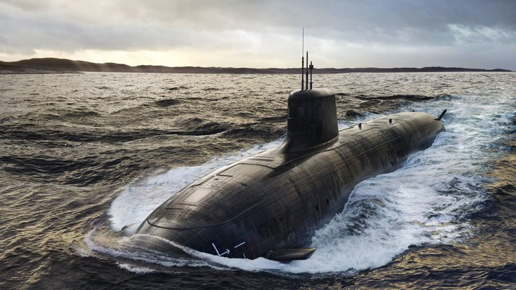 Podoba ponorky s jaderným pohonem.