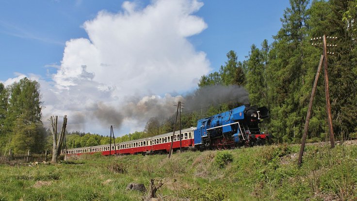 Parní vlak s lokomotivou Papoušek