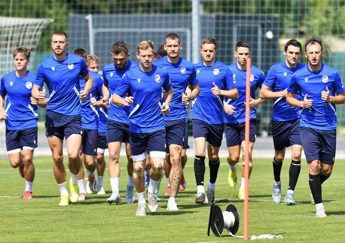 Fotbalisté Plzně na tréninku.
