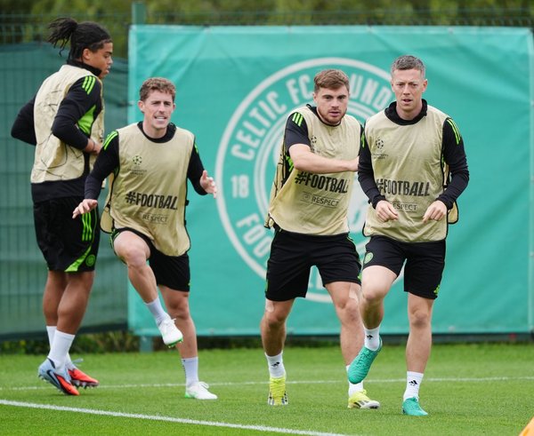 Fotbalisté Celticu Glasgow na tréninku.