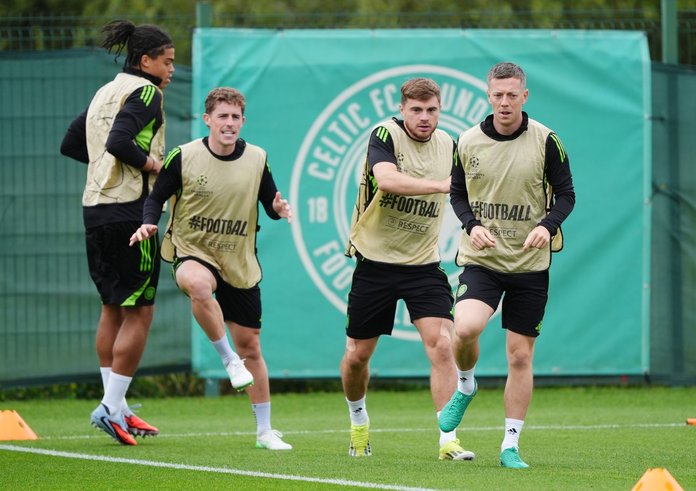 Fotbalisté Celticu Glasgow na tréninku.