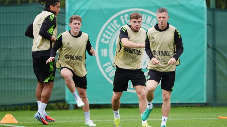 Fotbalisté Celticu Glasgow na tréninku.