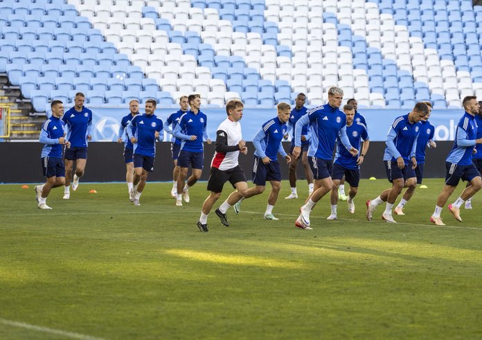 Hráči Olomouce na tréninku v Malmö.