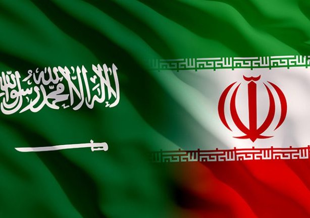 Vlajka Íránu a Saudské Arábie