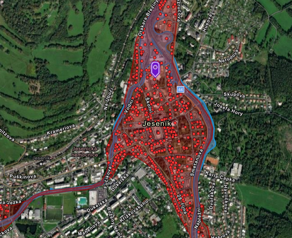 Jeseník v interaktivní mapě ČSÚ