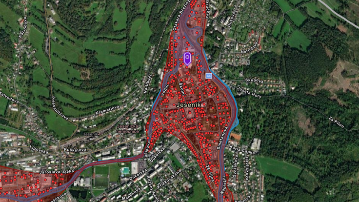 Jeseník v interaktivní mapě ČSÚ