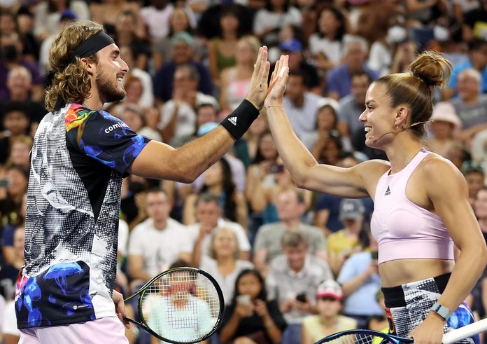 Stefanos Tsitsipas a Maria Sakkariová.