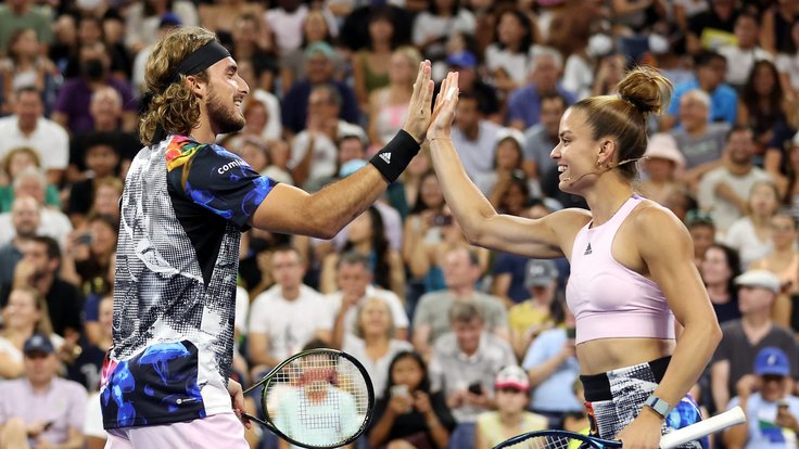 Stefanos Tsitsipas a Maria Sakkariová.