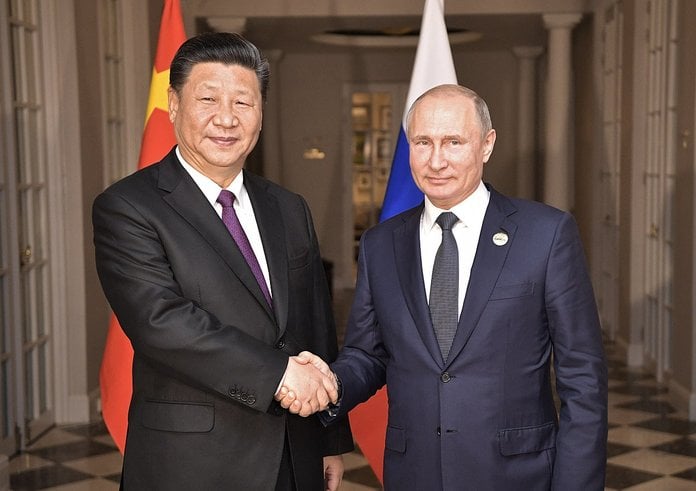 Čínský prezident Si Ťin-pching s ruským prezidentem Vladimirem Putinem (červenec 2018)