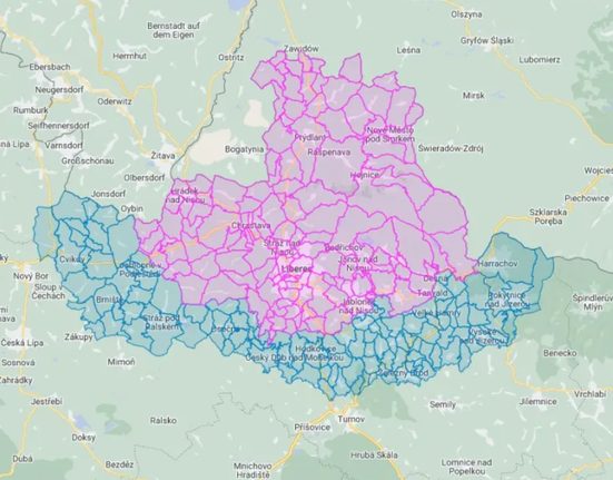 uzavřená pásma v Libereckém kraji s ohledem na výskyt afrického moru prasat