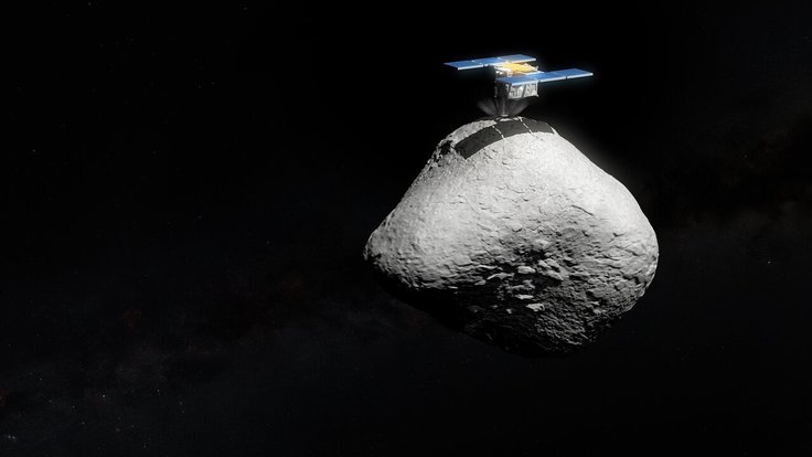 Umělecká představa přistání sondy Hayabusa2 na asteroidu 1998 KY26