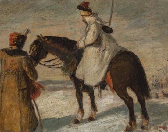 Malba Hulán a sedlák (1879) od Mikoláše Aleše