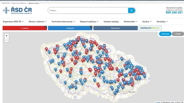 mapa oprav řsd