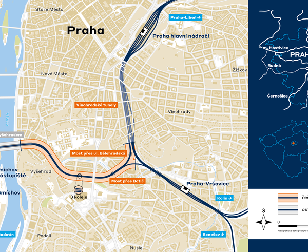 Mapa plánované rekonstrukce pod Vyšehradem