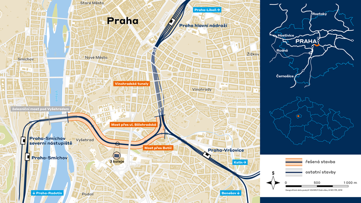 Mapa plánované rekonstrukce pod Vyšehradem