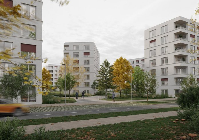 Vizualizace výstavby bytových domů v Českých Budějovicích.