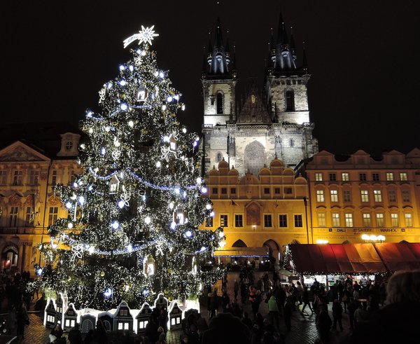 Vánoční strom na Staroměstském náměstí.