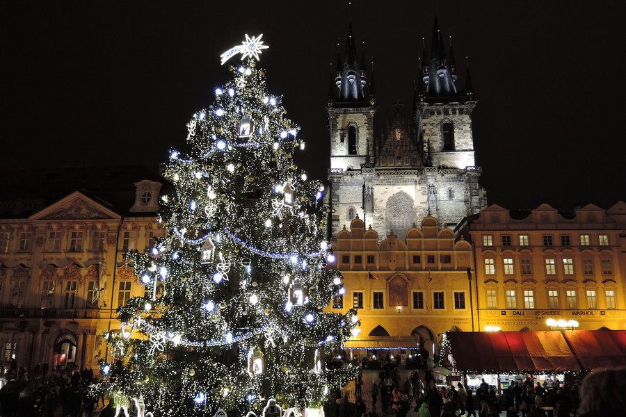 Vánoční strom na Staroměstském náměstí.