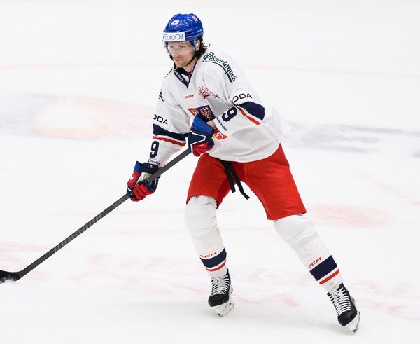 Andrej Šustr během přípravného utkání hokejové reprezentace