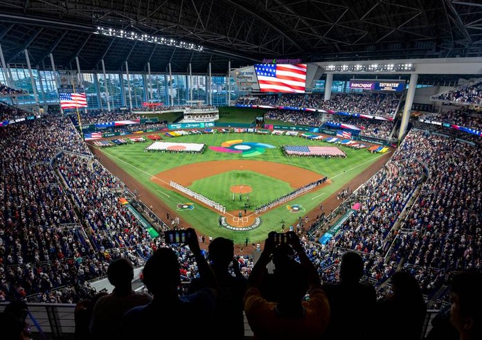 Na stadionu baseballistů Miami Marlins se odehraje zápas Floridy s Rangers