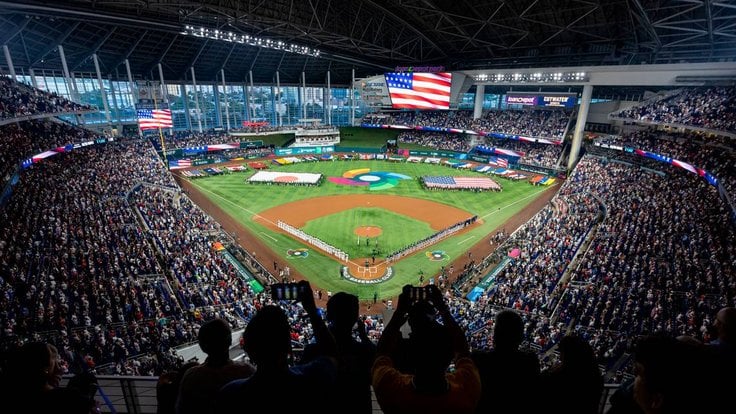 Na stadionu baseballistů Miami Marlins se odehraje zápas Floridy s Rangers