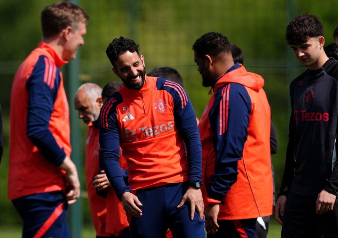 Fotbalisté Manchesteru United na tréninku.