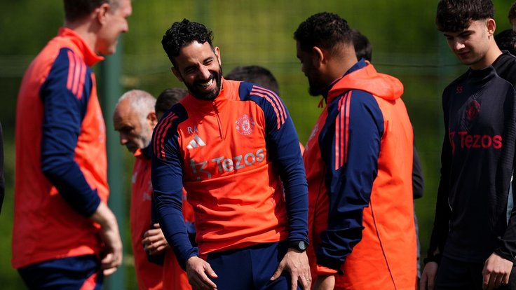 Fotbalisté Manchesteru United na tréninku.
