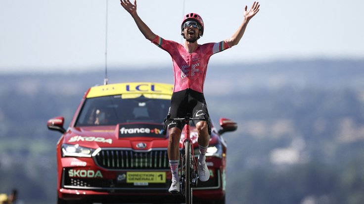 Ben Healy oslavil první etapové vítězství na Tour de France