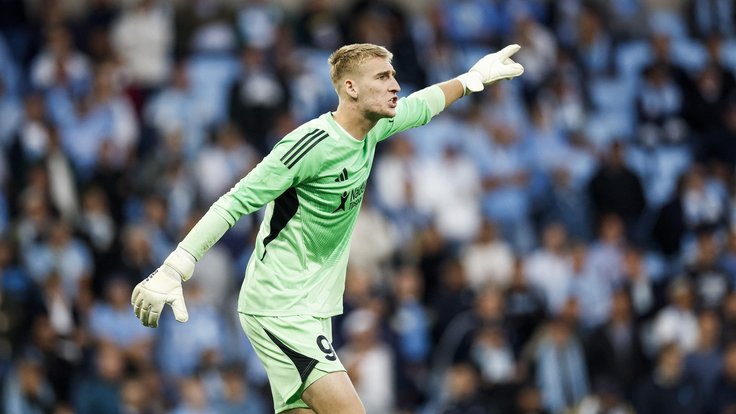Olomoucký brankář Jan Koutný v zápase proti Malmö FF.